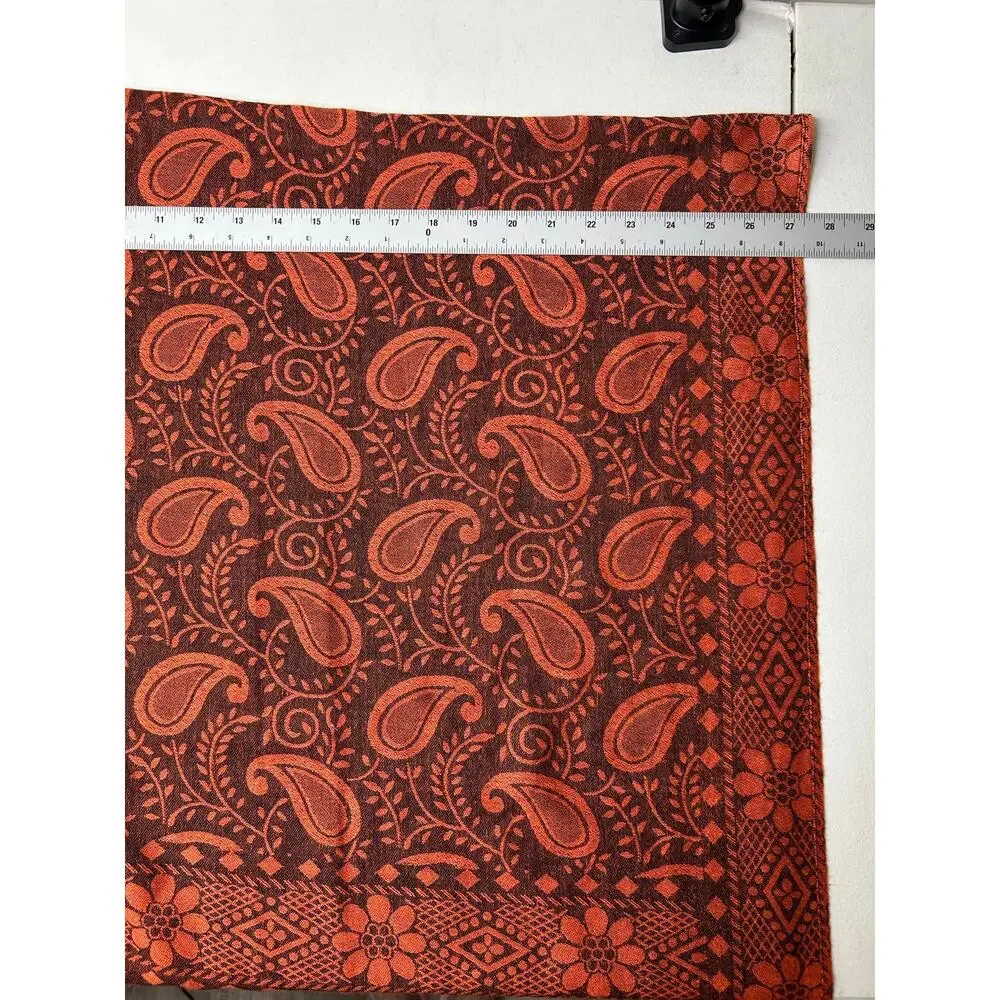 100% Cashmere Paisley Scarf with Fringe in Rust Orange and Brown. 30